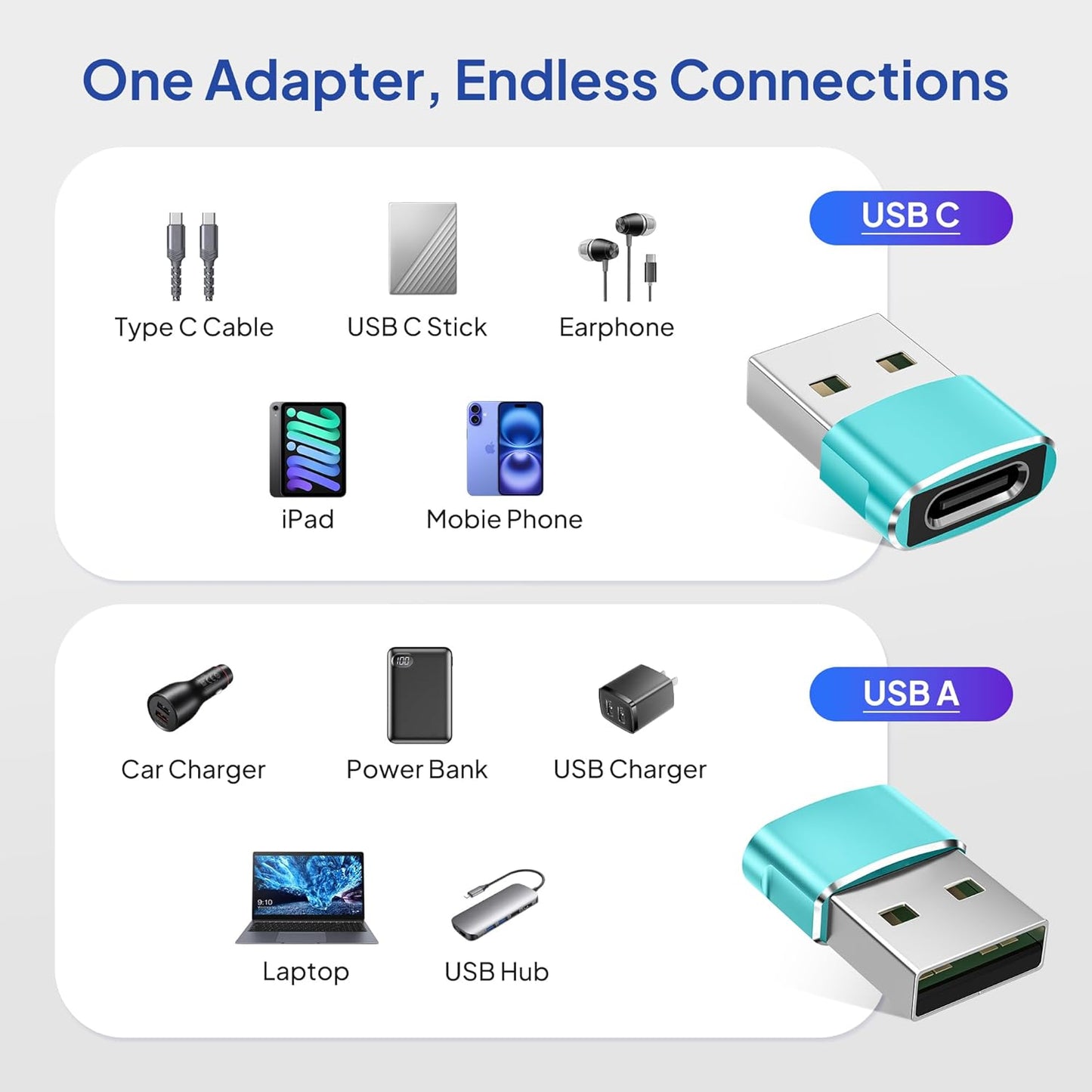Elebase for Apple Watch Ultra 3 Adapter,USB to USB C Adaptor 4 Pack,Type C Female to A Male Charger Converter for iWatch Series 8 7,iPhone 17 16 15 14 Pro Plus Max,Airpods 4,iPad 9 10 Air 5 Mini 6 7 8
