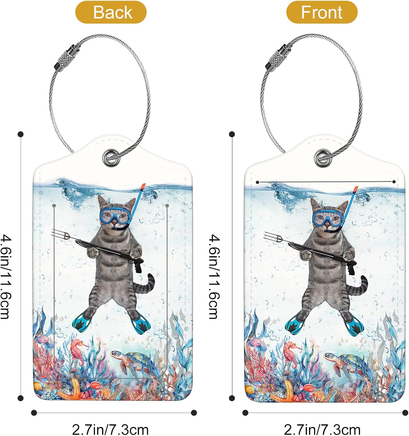 2Pack Luggage Tags for Suitcases, Cute Unique Pu Leather Cruise Luggage Tag with Privacy Cover ID