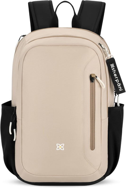Sherpani Getaway, Casual Daypack Backpacks, Laptop Backpack, 22L Travel Backpack for Women, Travel Gift Bag, Fits 15'' Laptop, RFID Protection (Con Leche)