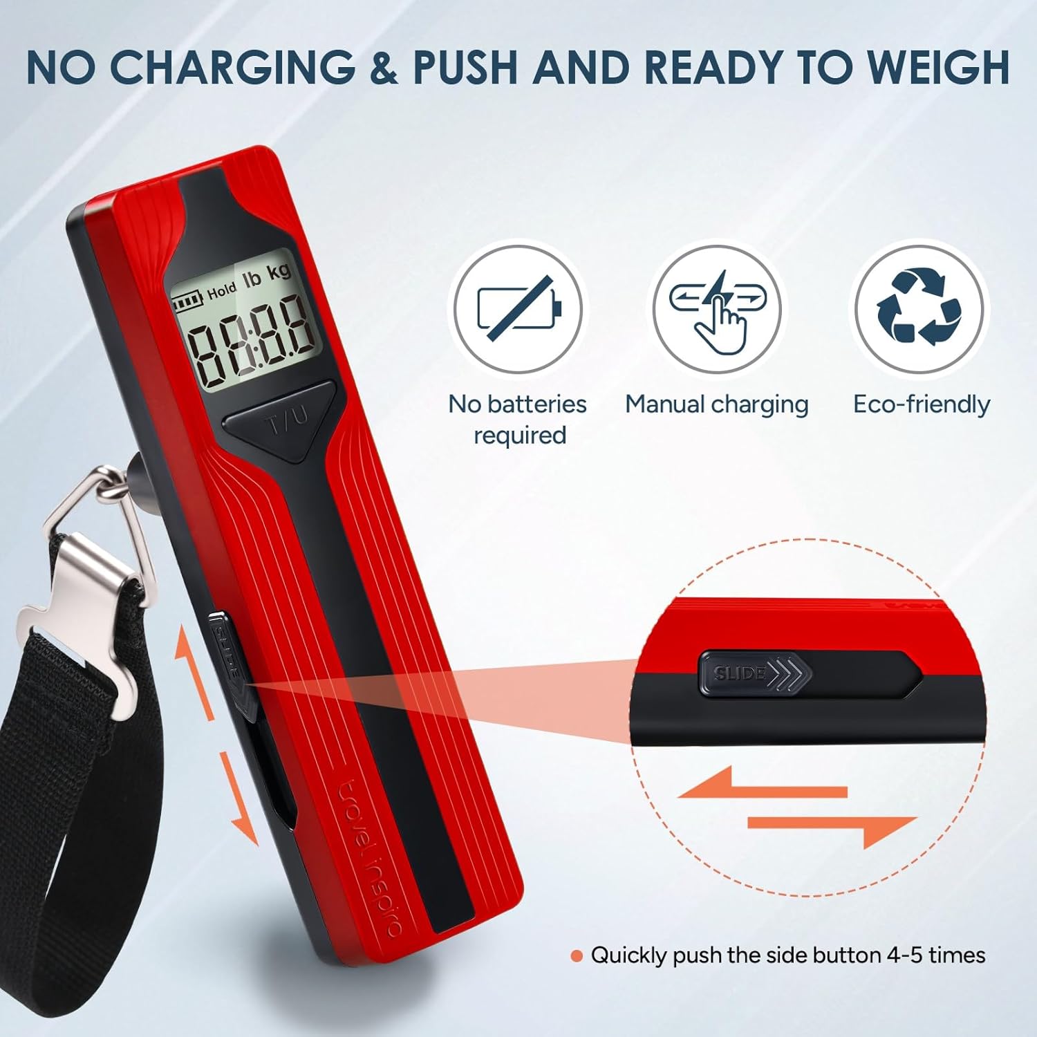 travel inspira Luggage Scale Battery-Free, Travel Essentials, Portable Handheld Digital Suitcase