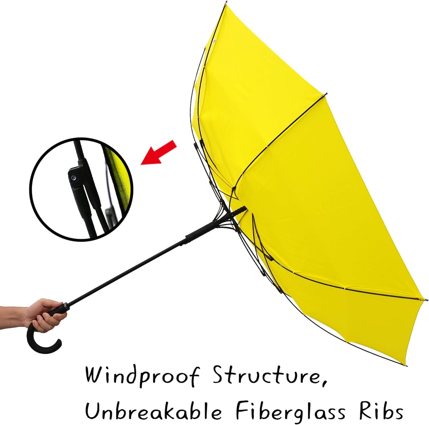 Large Stick Umbrella Windproof Automatic Open 50 Inch Umbrella with Hook Handle,Over Sized J Handle Umbrellas for Men and Women,Windproof Unbreakable Stick Rain Golf Umbrella.