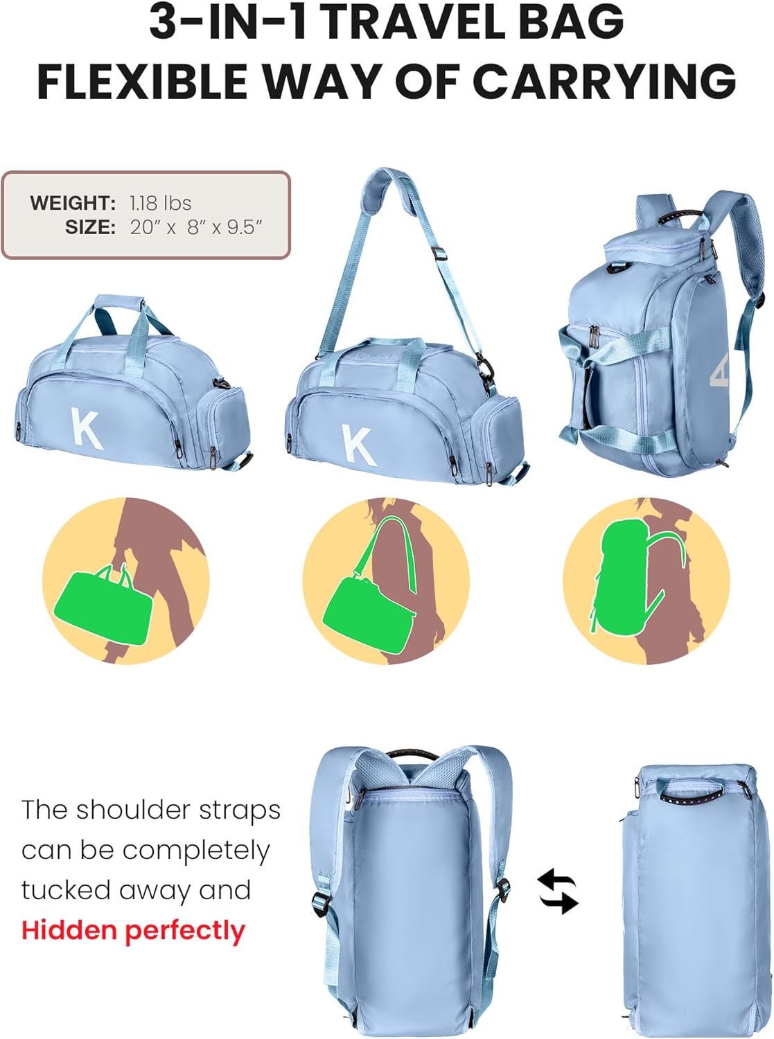 13 14 15 16 17 18 Year Old Girl Birthday Gifts, Initial Gym Bags with Shoe Compartment, Dance Bag for Girls, Monogram Kid Overnight Bags, Festival Gift for Daughter Granddaughter (Letter S)