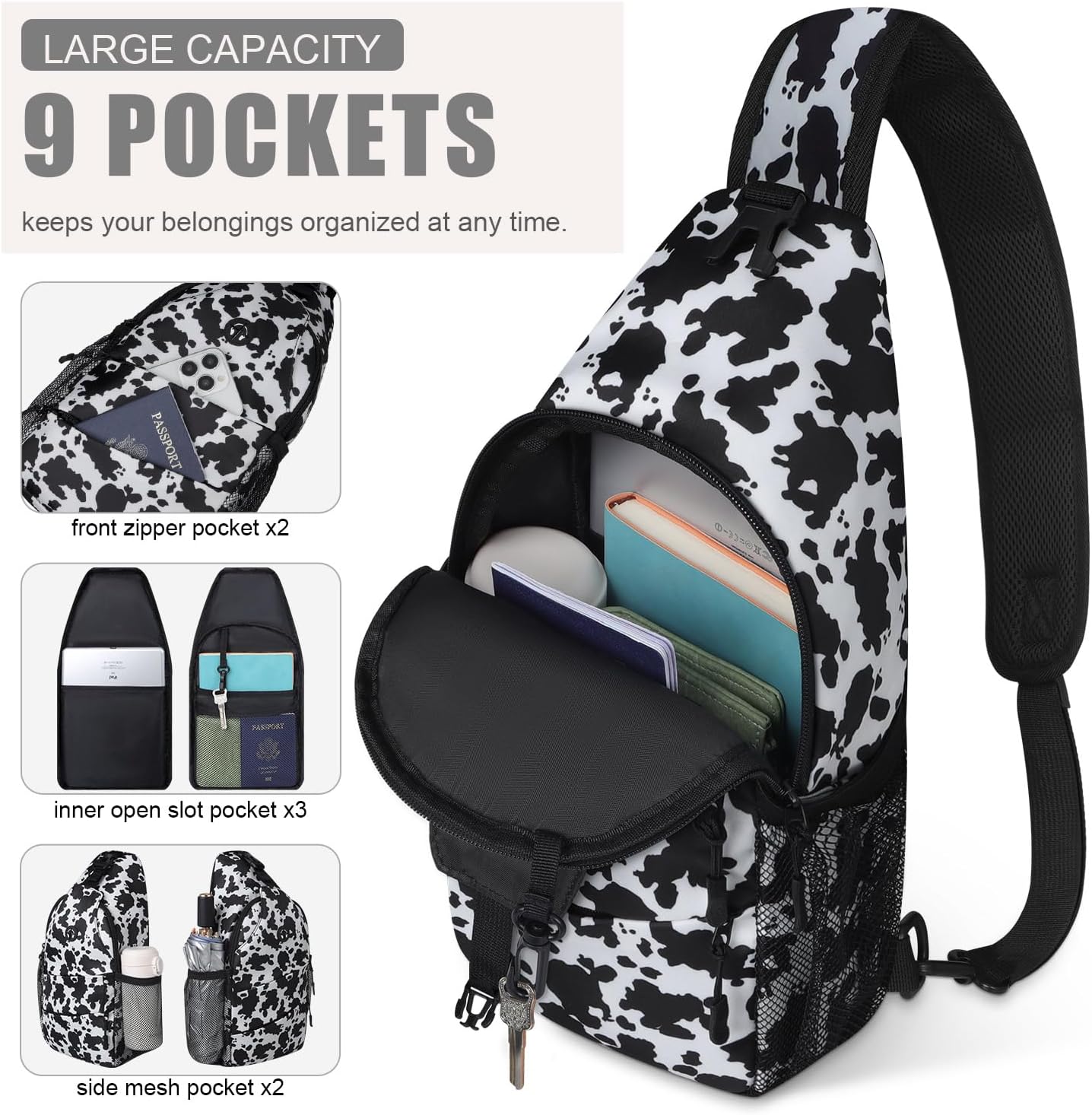 Crossbody Bags for Women Men Trendy Sling Bag Backpack Casual Chest Bag with Convertible Shoulder