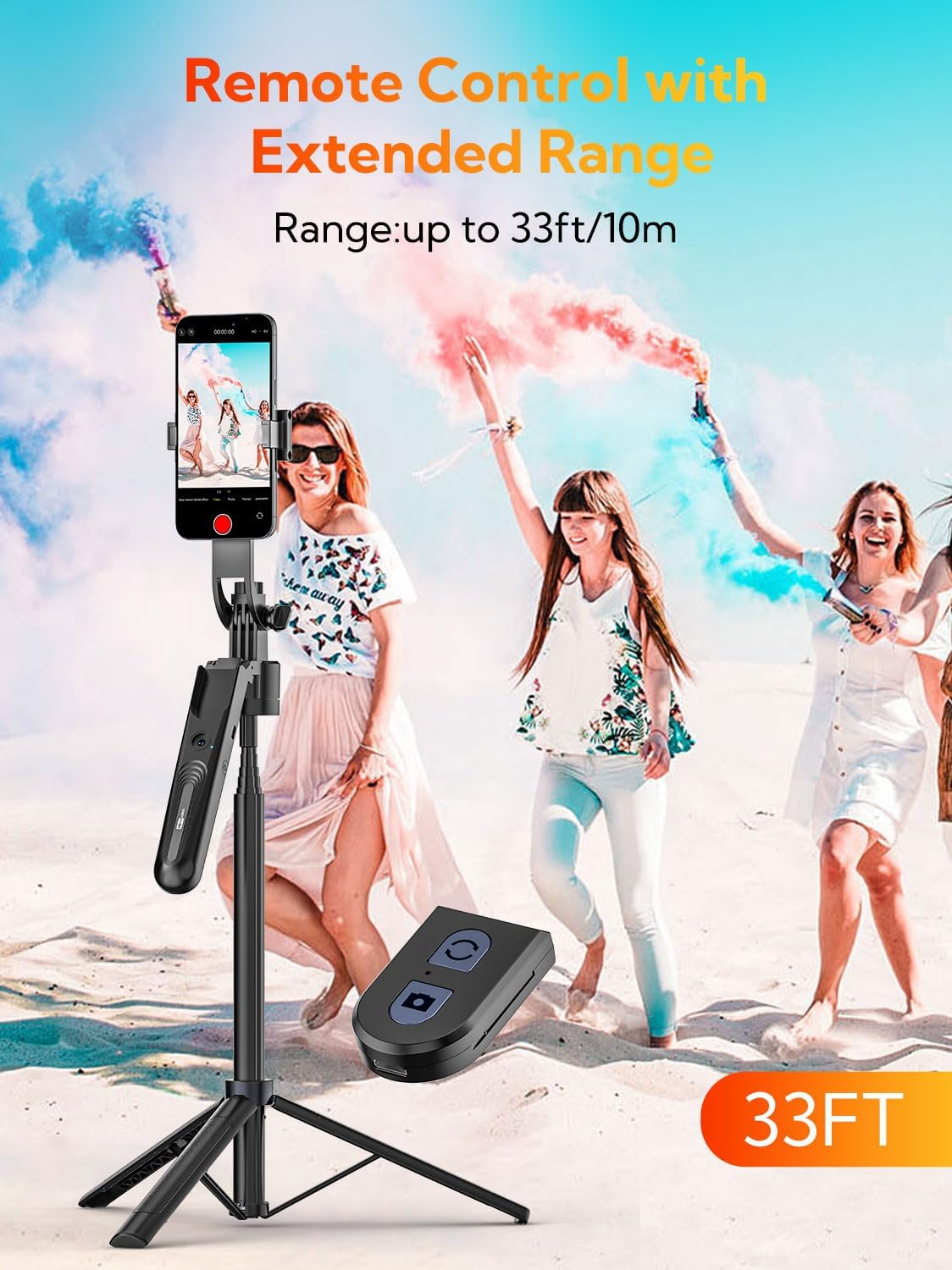 USKEYVISION 70” Auto Face Tracking Tripod, Extendable 360° Rotation Phone Tripod for iPhone and Android, Selfie Stick for iPhone w/Remote Control,Phone Holder Video Recording for TikTok(UTK-01)