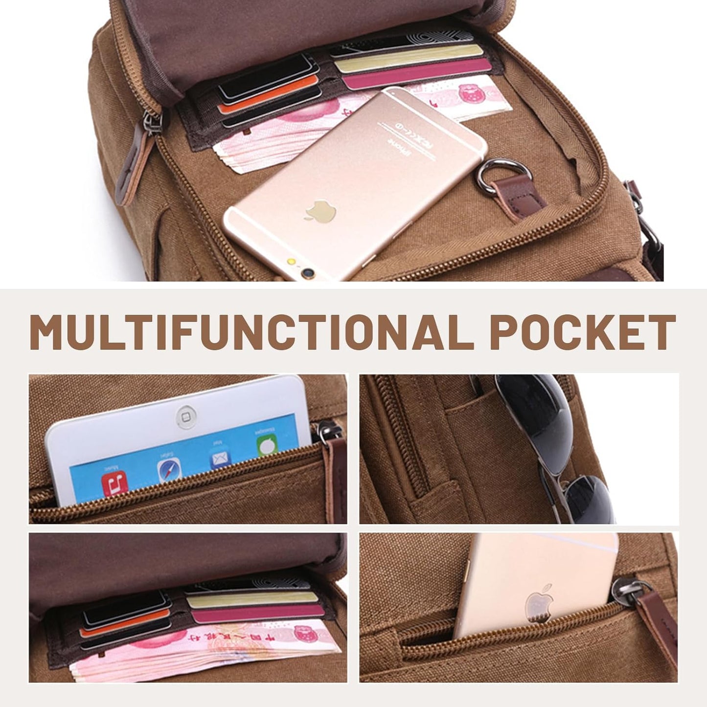 mygreen Small Canvas Crossbody Shoulder Bag Messenger Bag Work Bag