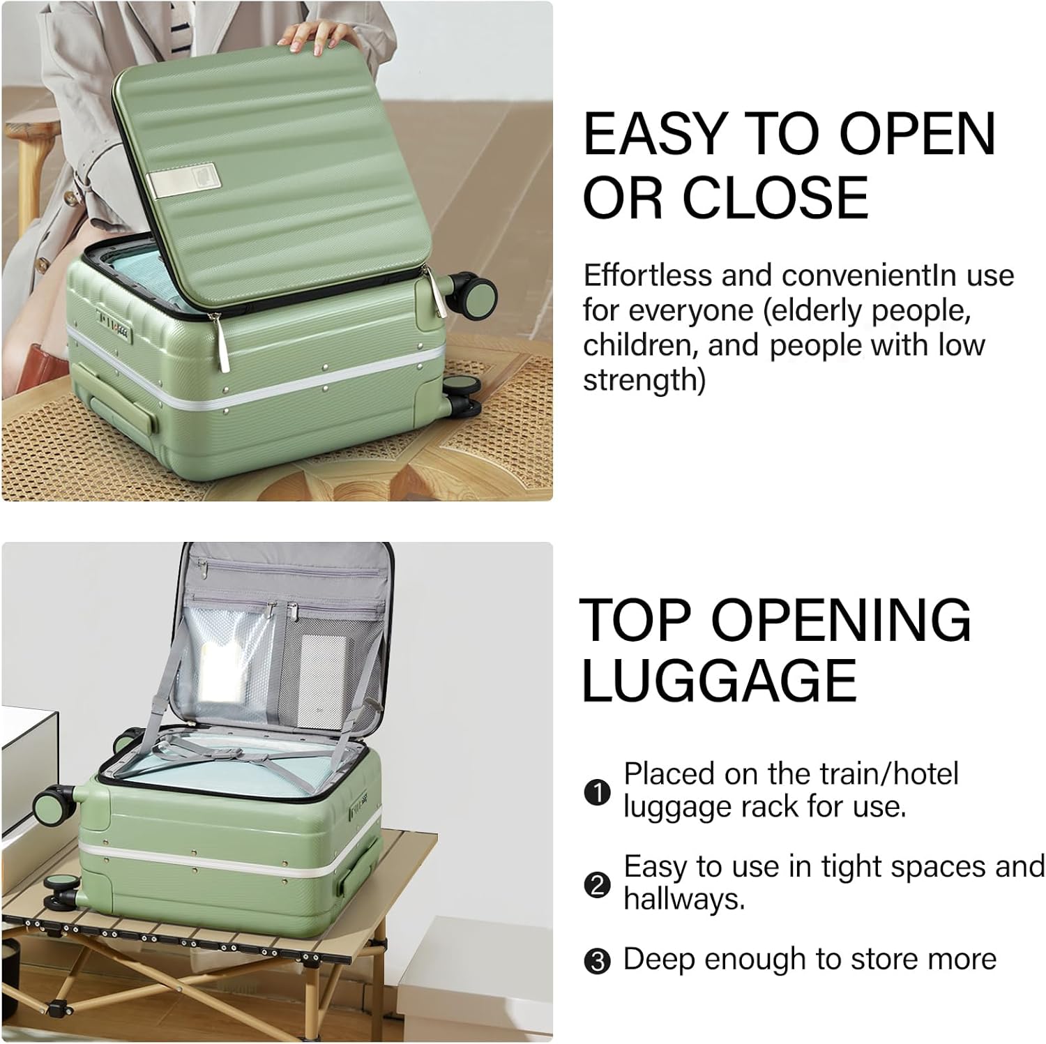 Hanke 16 Inch Underseat Carry On Luggage with Wheels,Small Hard Shell Suitcases for Weekender,Top