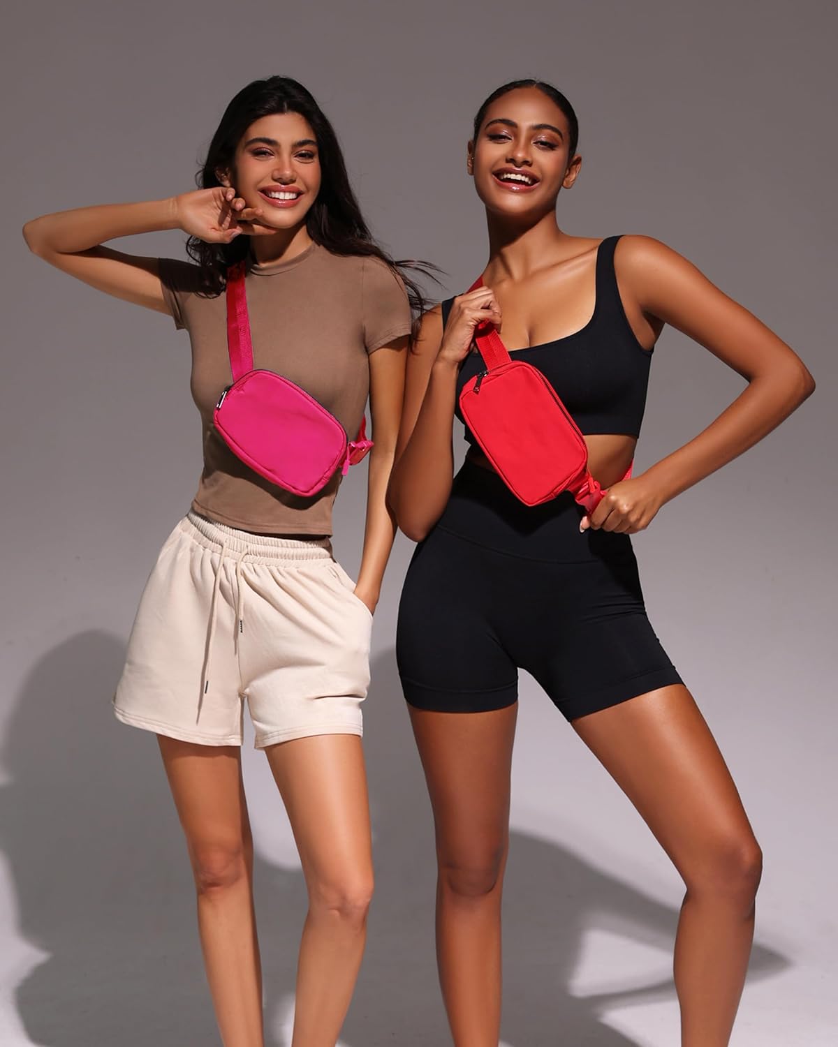 Fanny Pack Cross Body Bag Small Crossbody Bags for Women Men Trendy Nylon Waterproof Mini Purse Travel Running Belt Lulu Dupes Bum Hip Chest Waist Pack Side Bag Must Have Red
