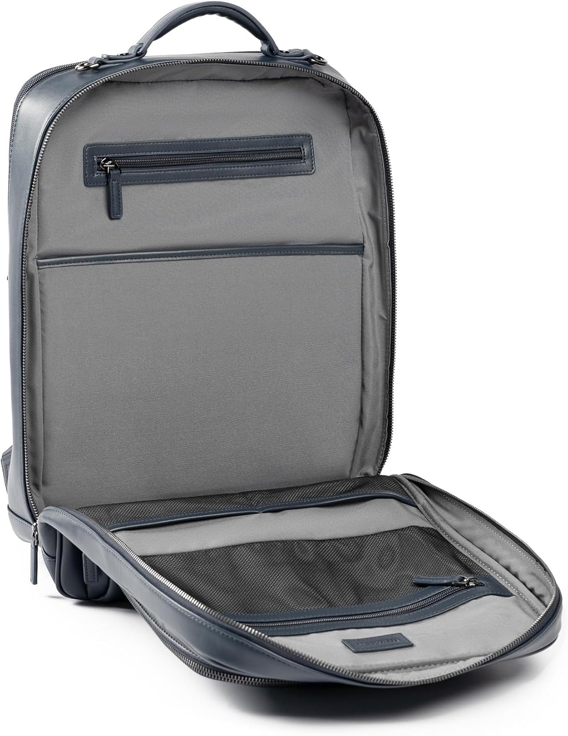 Maverick & Co. Windsor Men’s Leather Laptop Backpack – Work, Travel, Tech, Business, Nylon, Stylish College Daypack (Navy)
