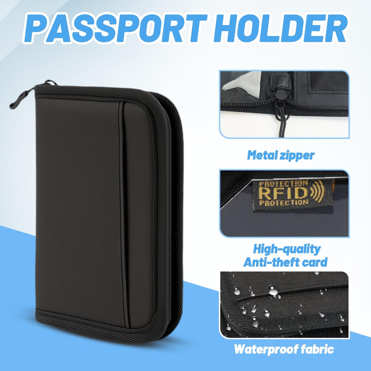 Passport Holder for Travel, RFID Blocking Wallet for Couples Men and Family