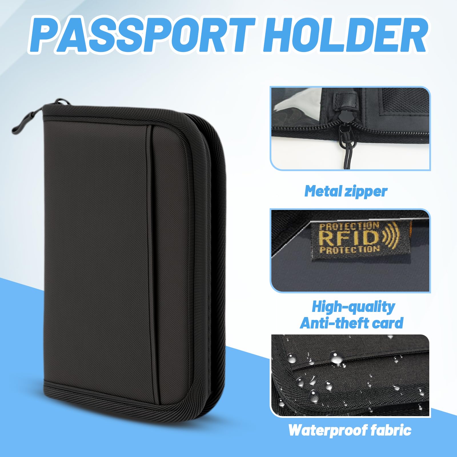 Passport Holder for Travel, RFID Blocking Wallet for Couples Men and Family