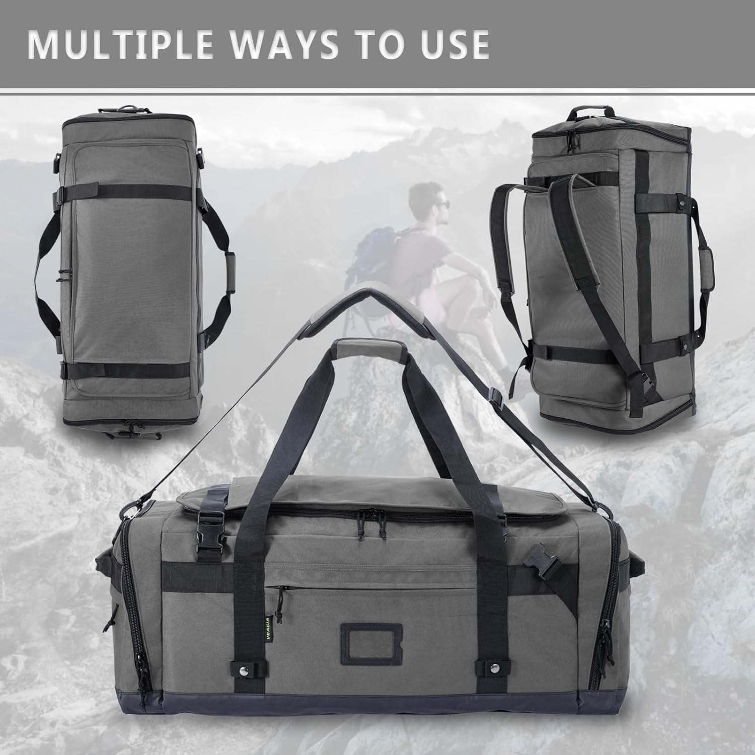 Large Duffle Bag for Travel - Men & Women, Foldable Gym Duffle Backpack, Heavy Duty Tactical