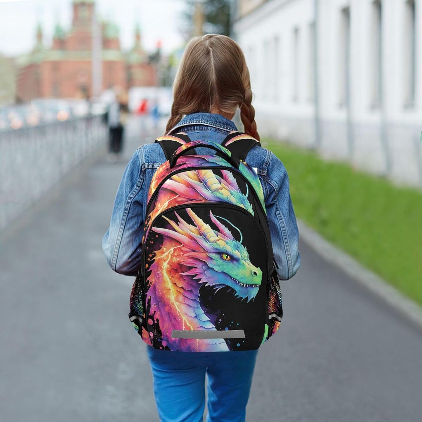 Lightning Dragon Watercolor Backpack for Boys Girls Elementary School Bag Kids Bookbag Travel Rucksack