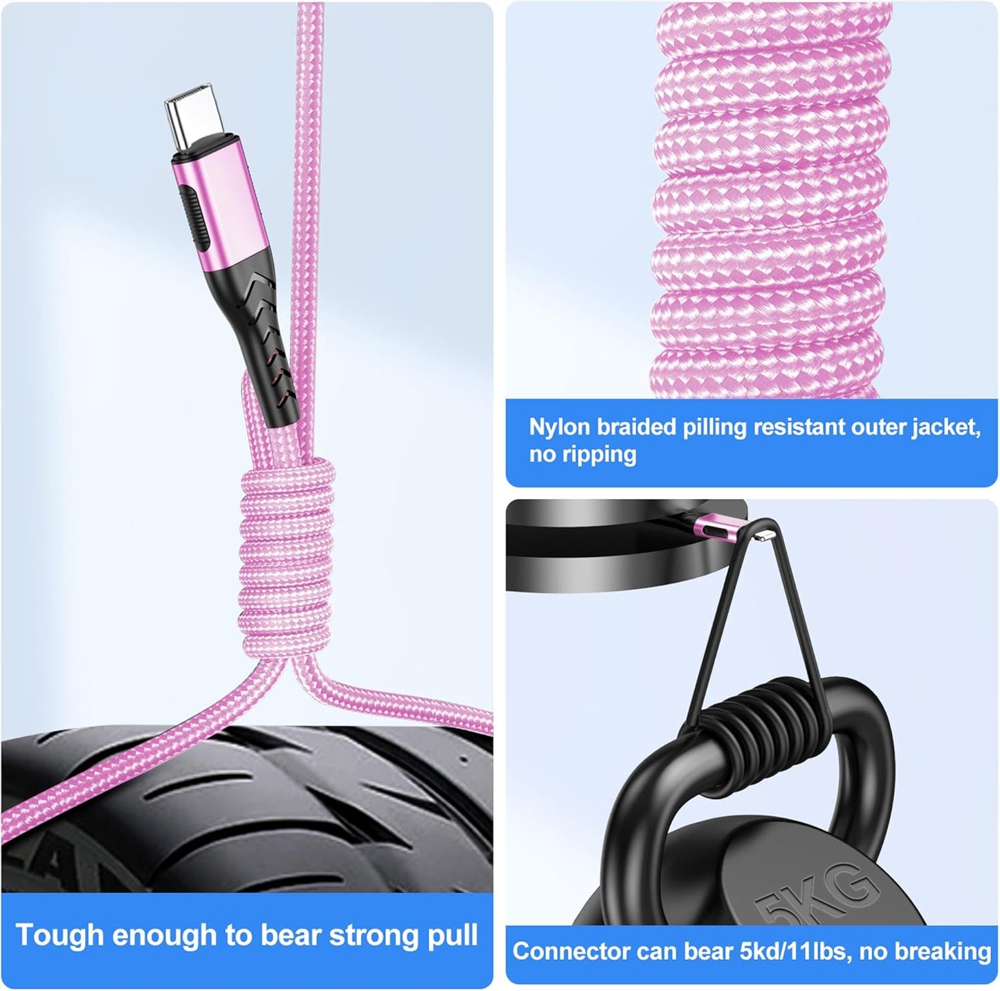 Durcord 2Pack 3ft USB A to USB C Cable, USB Type C Cord Cable for Android Phone Pad Laptop, Type C