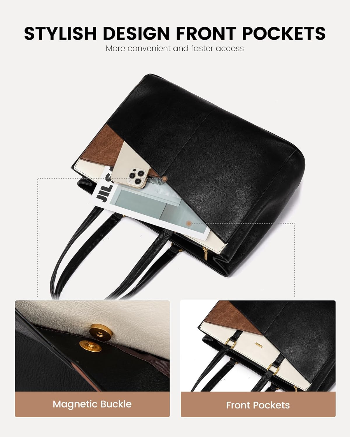 LOVEVOOK Laptop Bag for Women,17.3 Inch Laptop Tote Bag for Women,Vintage Leather Work Tote Bags Computer Teacher Bag,Waterproof Business Office Briefcase