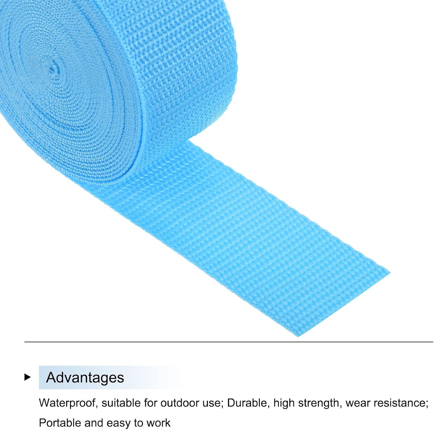 MECCANIXITY Lightweight Polypropylene Webbing Strap 1 1/2" 5 Yard Backpack Strapping Band Sky Blue for Outdoor Luggage Cargo Straps