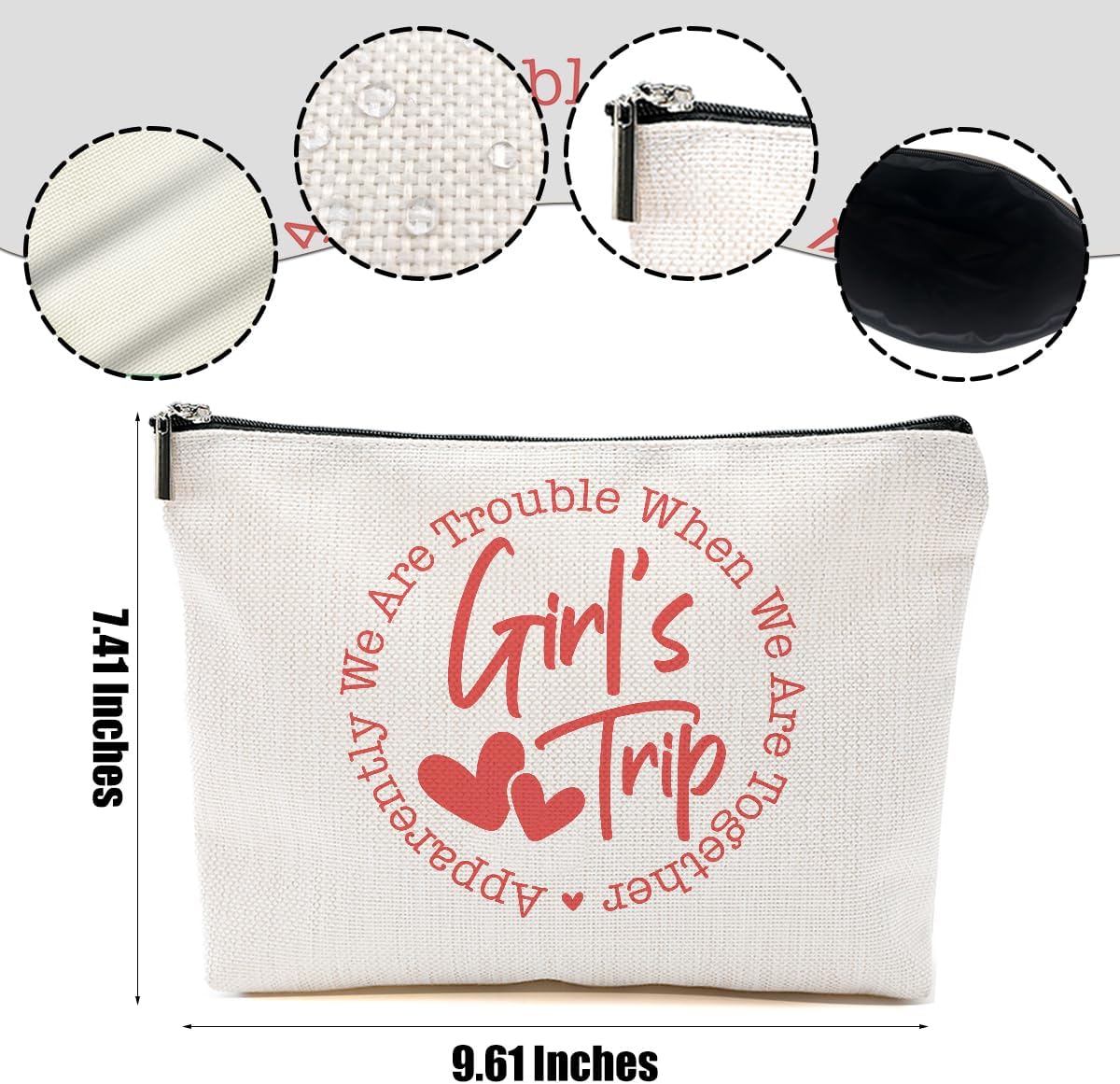 3Pcs Girls Trip Gifts Favors, Bestie Gifts Funny Makeup Bag, 2025 Girls Weekend Gifts Travel Gifts Cosmetic Bag, Friendship Gifts for Women Friend Weekend Bag, Graduation Wedding Gifts Toiletry Bag