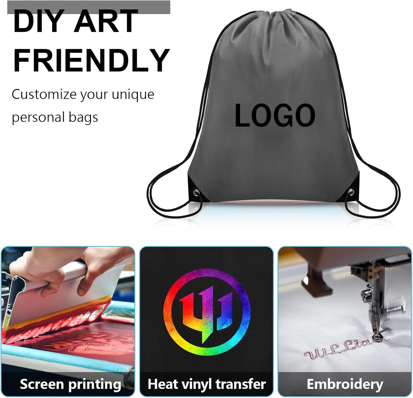 200Pcs Drawstring Backpack Bulk Cinch Sackpack Drawstring Bags Nylon for Gym Party Trip(Grey)