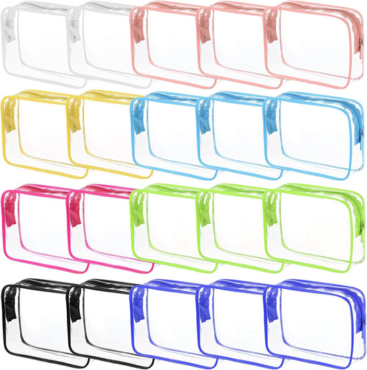 20 Packs Clear Cosmetics Bags for Women Men Waterproof Toiletry Bags PVC Makeup Bags Organizer Case with Zipper for Travel Bathroom (20PCS -8Colors)