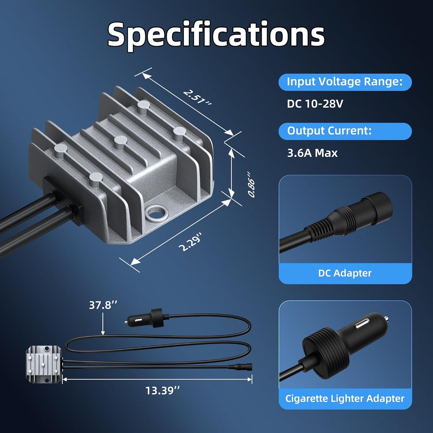 Starlink Mini Step Up Cigarette Lighter Cable, 30V 3.6A Output, 10V-28V Input, 18 AWG Starlink Mini Car Charger, Waterproof, Portable, High Efficiency, Stable