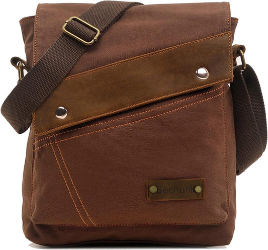 Sechunk Canvas Shoulder Bags Crossbody Bags Messenger Bags Purse Daypack for Men Women