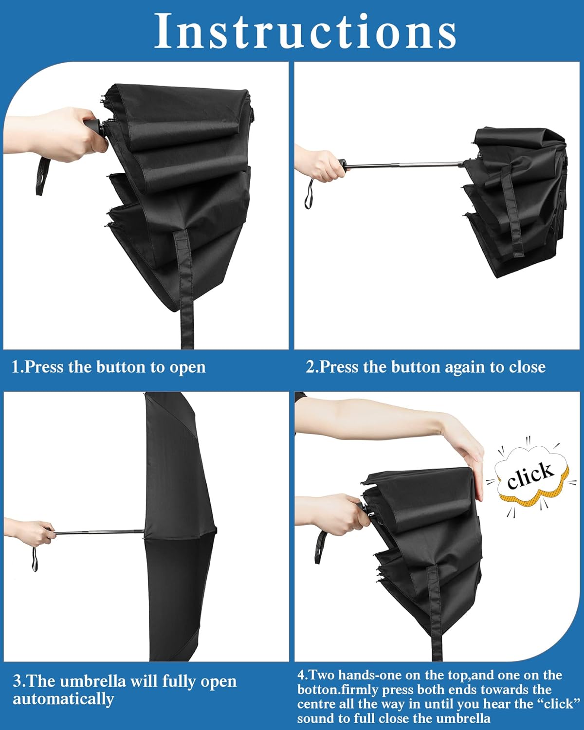 Wesiti 10 Pack Rain Umbrellas Bulk Automatic Open Close Collapsible Umbrella for Men Women