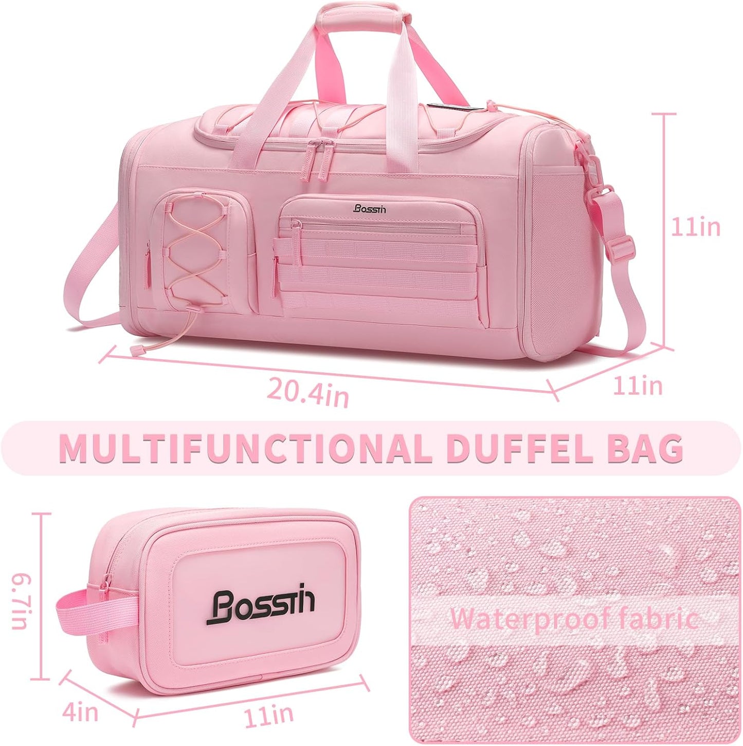 Bosstin Gym Bag for Women & Men,45L Travel Duffle Sports Duffel Bag Gym Weekender Overnight