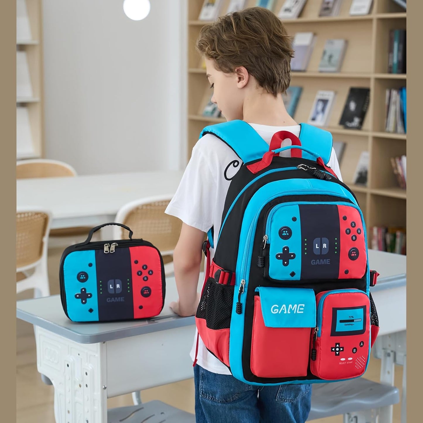 Boys Backpack Kids Bookbag Teens School Bag Luminous Game Large capacity bag