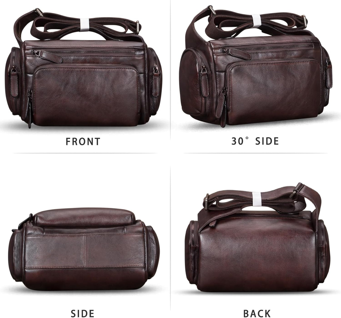 IVTG Genuine Leather Messenger Bag for Men Crossbody Shoulder Pack Satchel Casual Sling Daypack Work Business Daypack