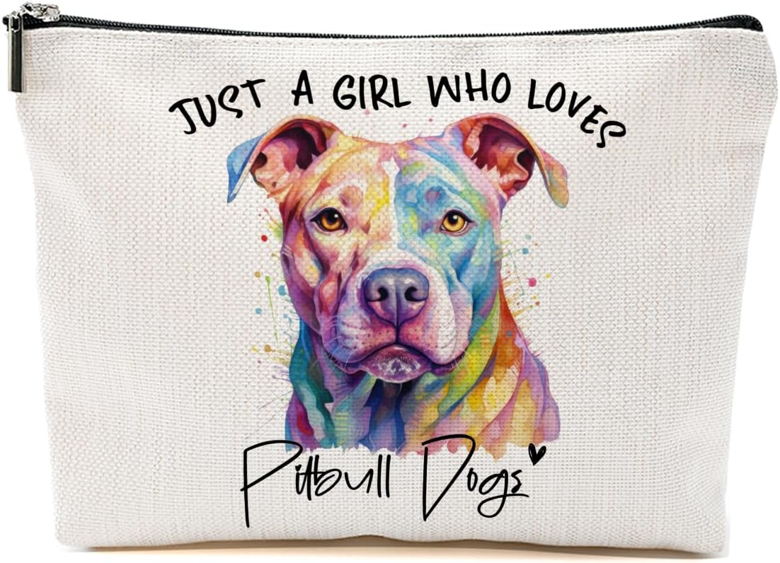 Pit Bull Gifts for Woman Makeup Bag Pitbull Lovers Cosmetic Bag Travel Organizer Bags Makeup Pouch, Christmas Birthday Friendship Animal Lovers Gifts for Women Girls Sisters