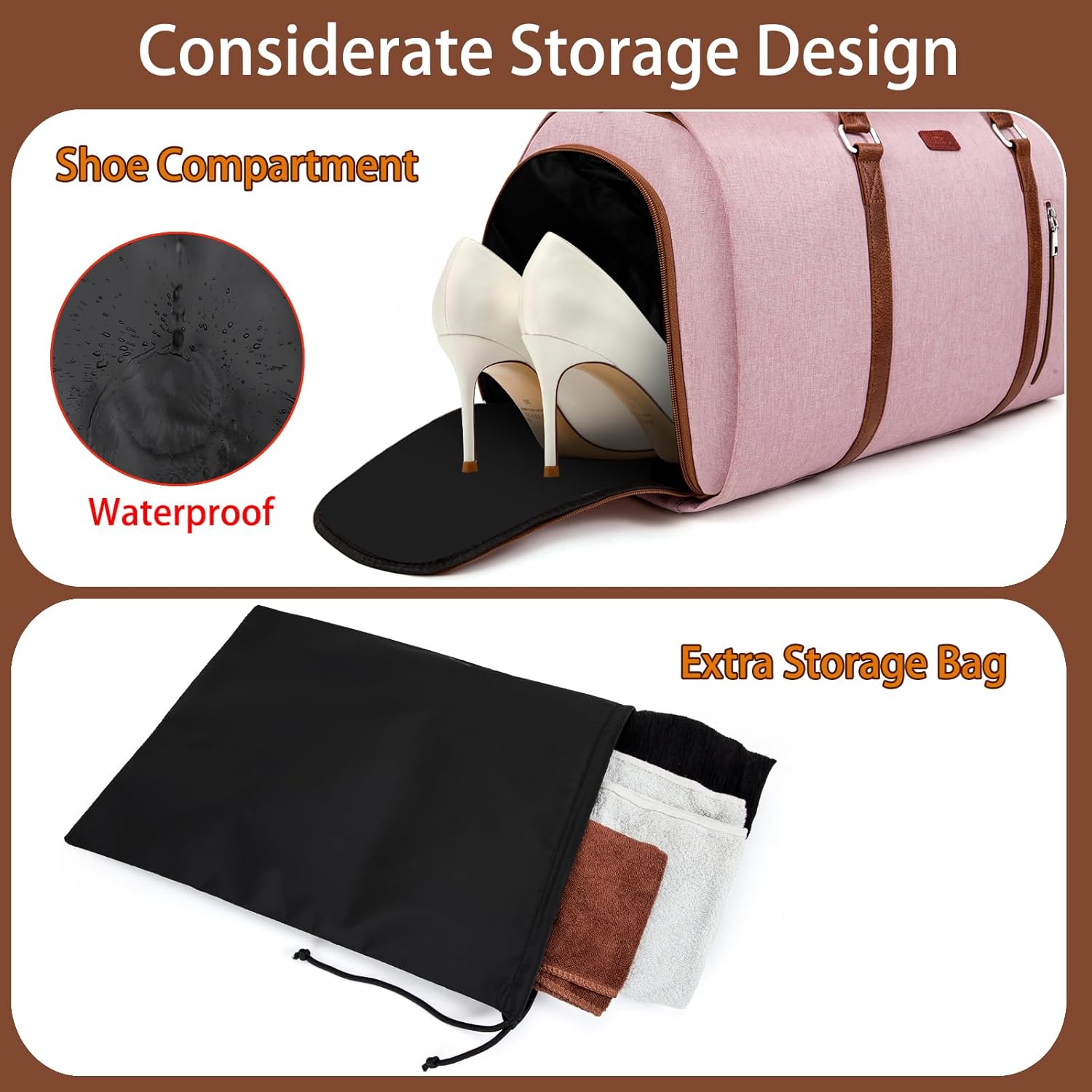 Convertible 2-in-1 Garment Bags for Travel, Carry On Garment Duffle Bag With Shoe Compartment Large