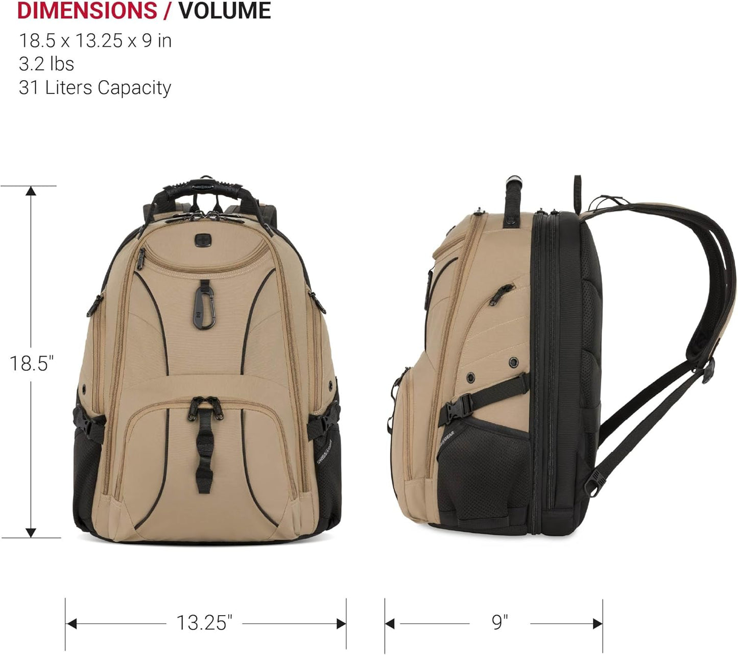 SwissGear 1900 Scansmart TSA 17 Laptop Backpack, Pastel Brown, 19-Inch