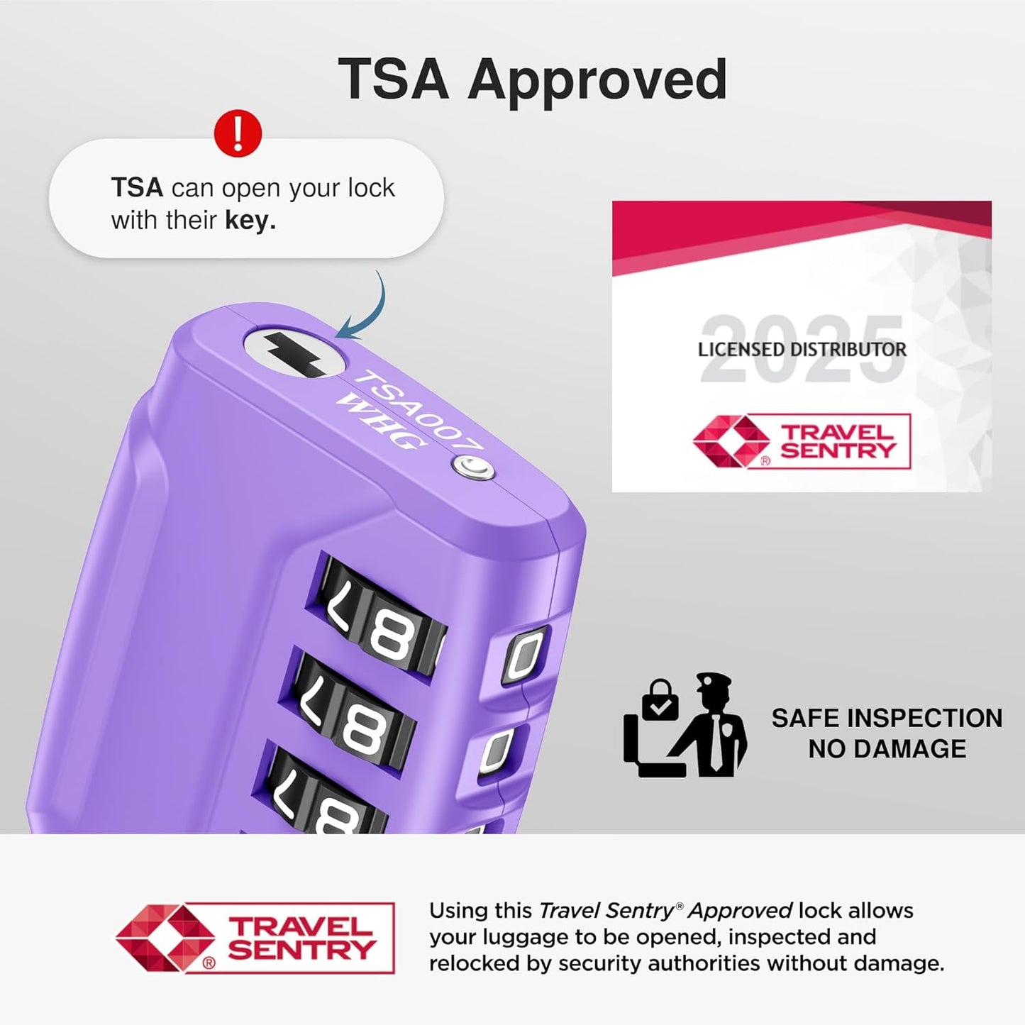 Puroma 2 Pack TSA Approved Luggage Locks, 4 Digit Combination Travel Locks Resettable Code Lock with Zinc Alloy Body for Suitcase, Toolbox, Backpack, Bag, Gym Locker (Medium Purple)