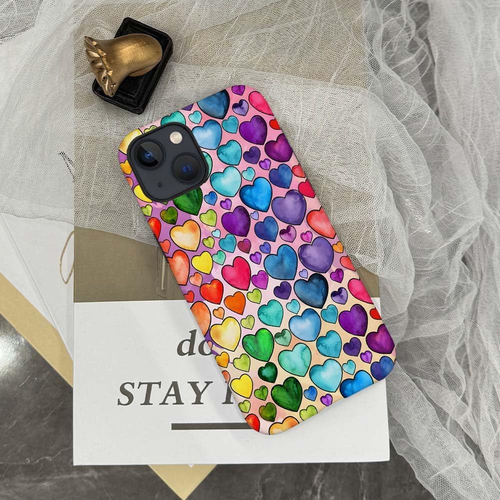 SEized Case Compatible with for iPhone 13,Colorful Heart Lovely Cute Pink Phone Case for Girl Women Boy Men,Durable Protection Case for iPhone 13