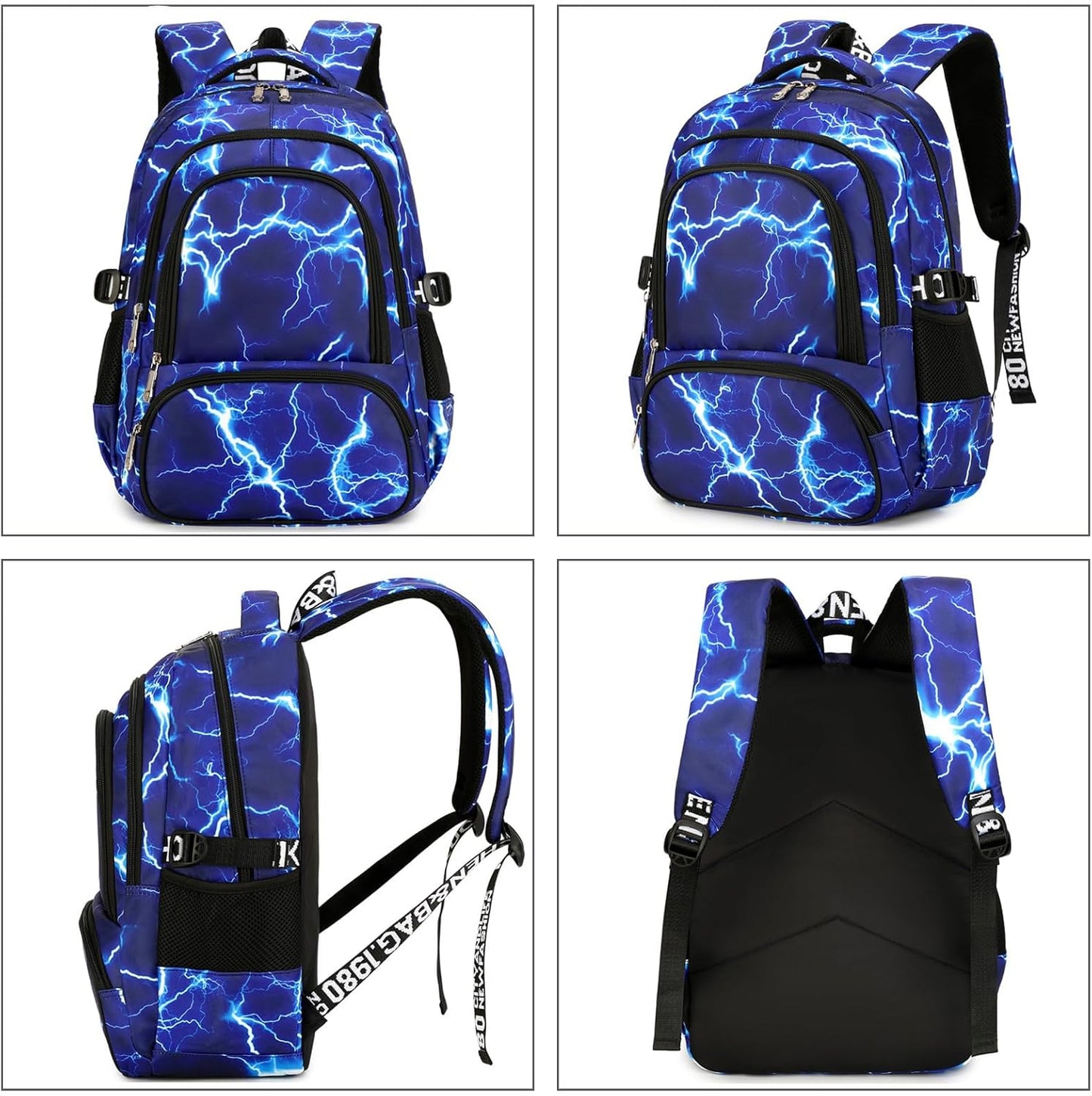 Camo Backpack for Kids, Lightweight Camo Backpack Elementary Middle School Backpack Water Repellent Bookbag (Lightning Blue 2 in 1)