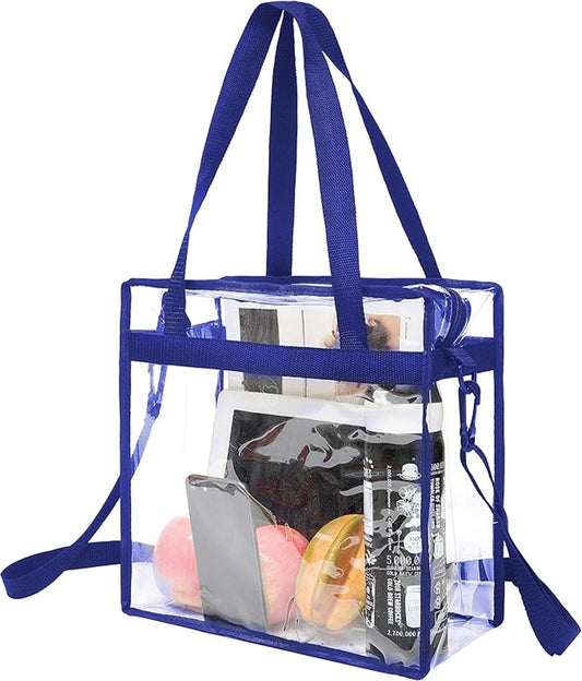 BAGAIL Clear Bags 12x6x12 Stadium Approved Clear Tote Bag with Zipper Closure Crossbody Shoulder Bag with Adjustable Strap