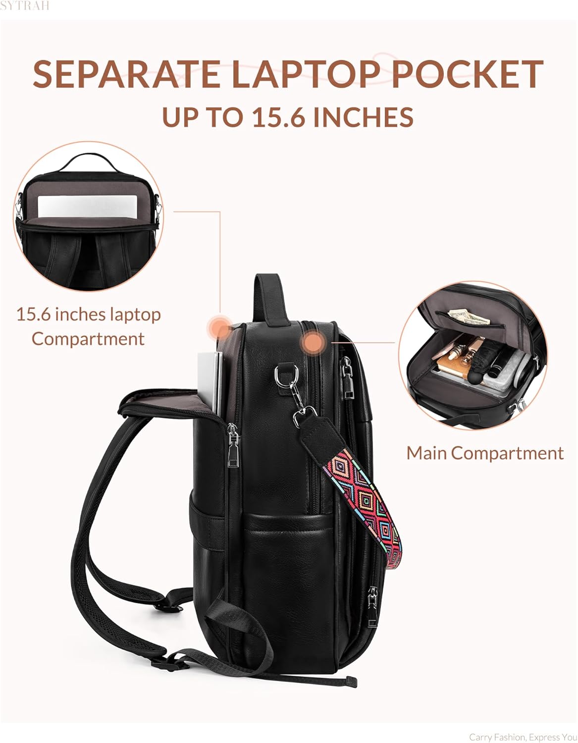 Leather Laptop Backpack, 15.6 Inch Business Computer Bag, Designer College Backpack Travel Backpack