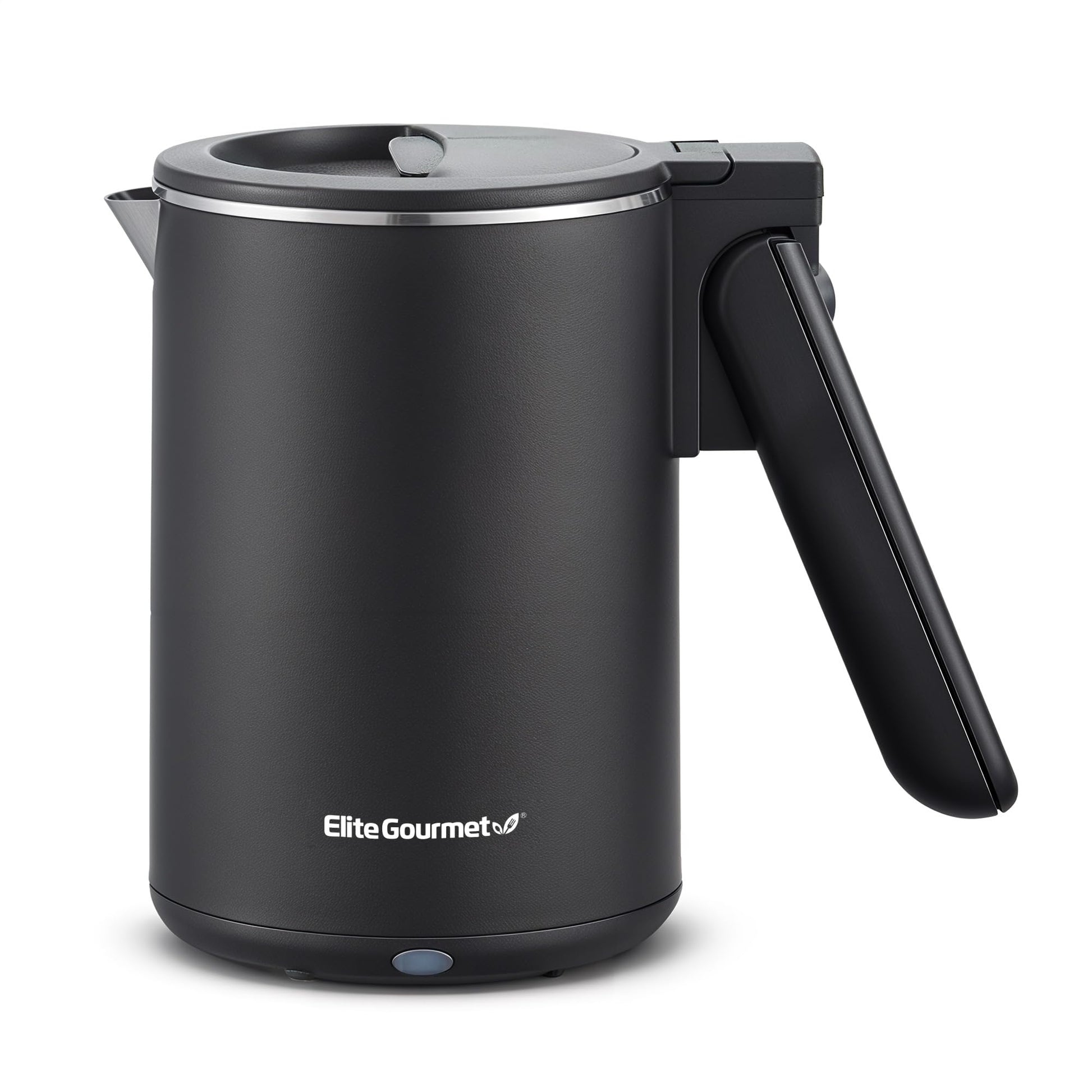 Elite Gourmet Dual-Voltage Travel Kettle, 0.6L Stainless Steel, Black