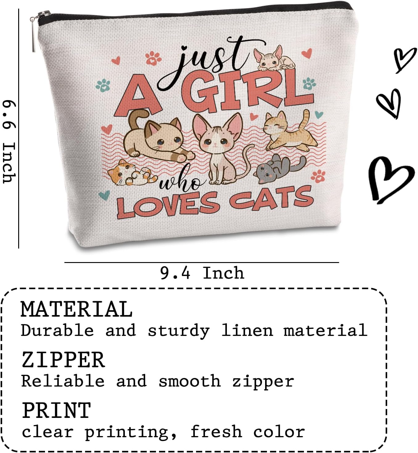 Gifts for Cat Lovers Makeup Bag Cute Cats Themed Birthday Gifts for Daughter Sister Friend Travel Cosmetic Bag Cat Mom Gift for Women Christmas Decorations Zipper Pouch