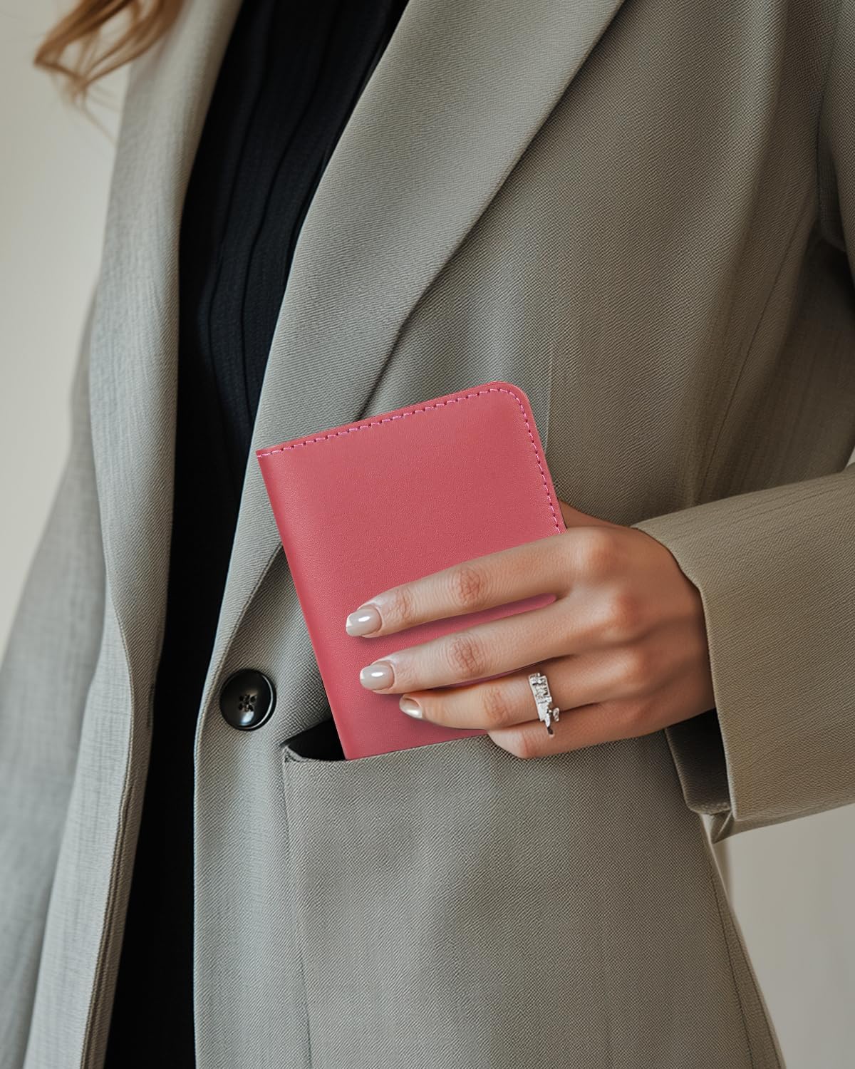 ALLIVE Passport Holder for Travel, Genuine Leather Passport Holder Women Men,Passport Cover Wallet,Travel Must Haves Airport Essentials Travel Gifts Pink