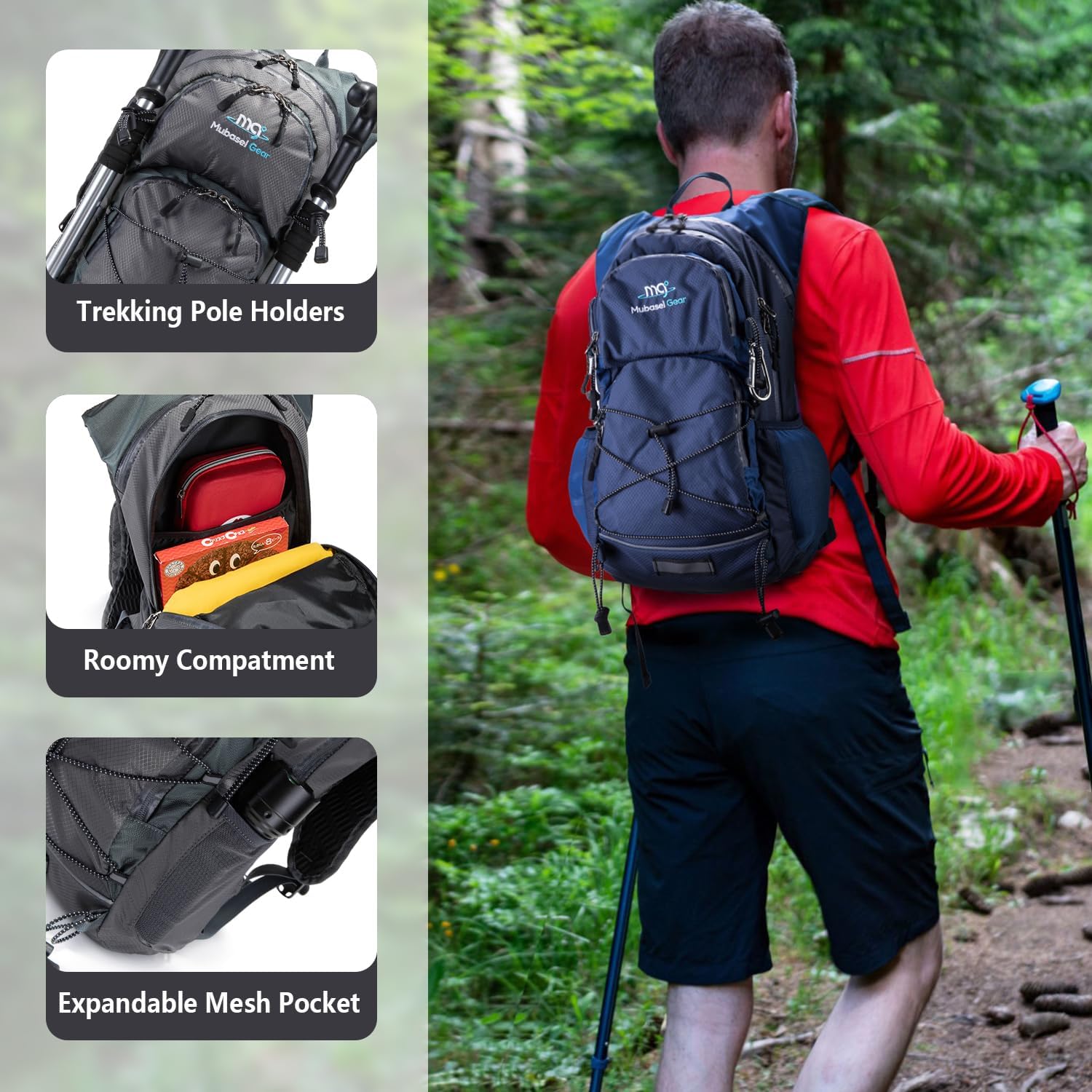 Insulated Hydration Backpack Pack with 2L Water Bladder Lightweight 22L Hiking Backpack Bag for