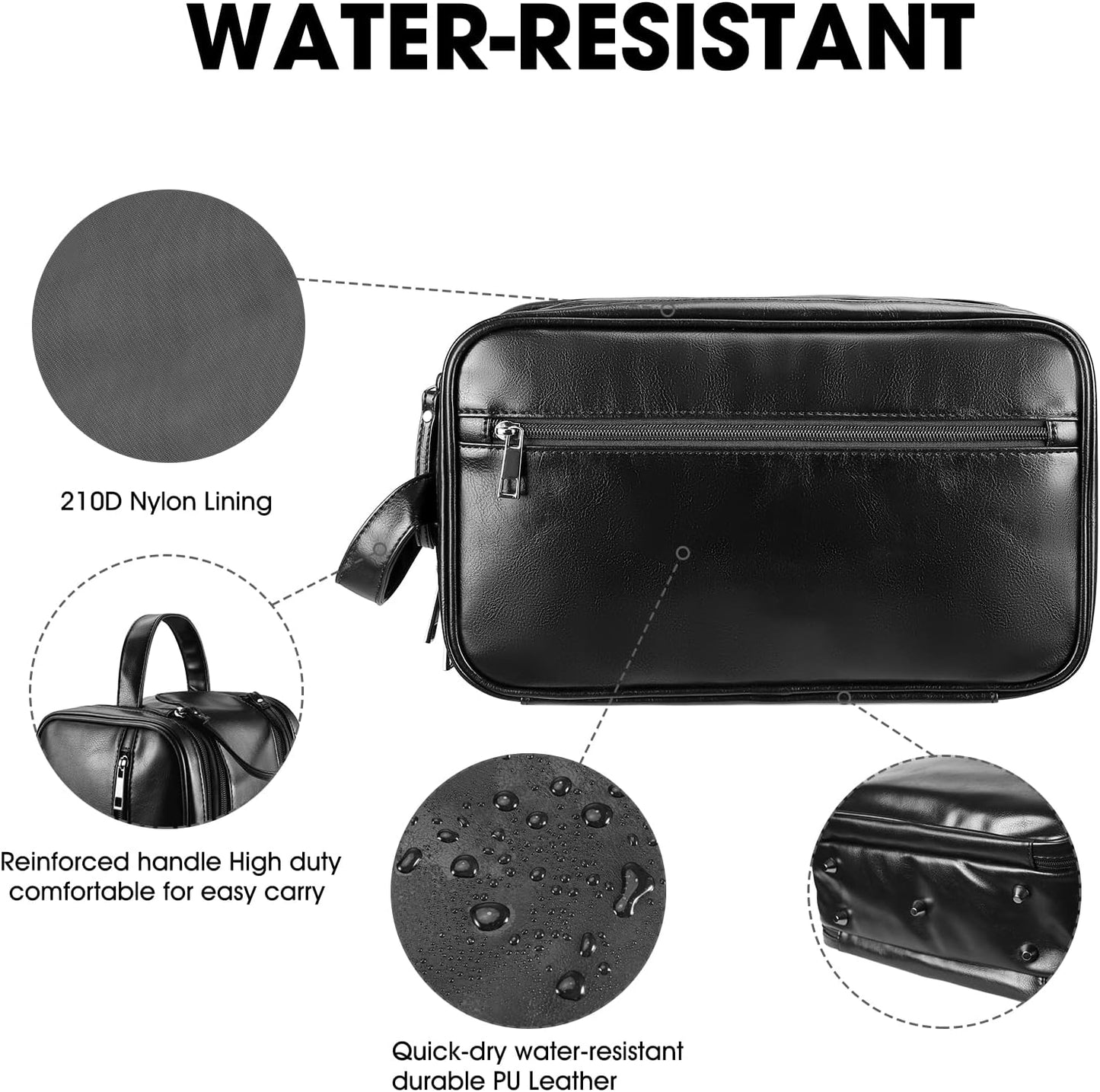Personalized Leather Travel Toiletry Bag for Men, Large Travel Bathroom Shaving Dopp Kit, Large Cosmetic Bag Waterproof