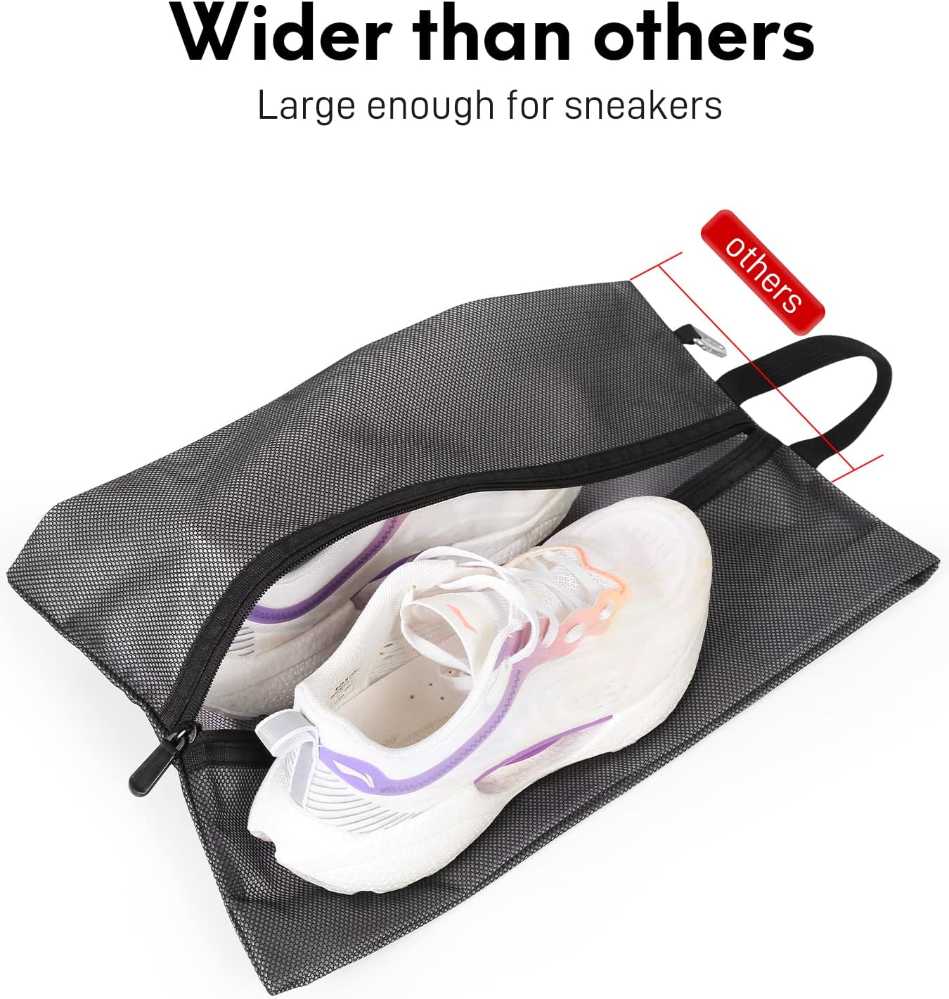 2 Pack Shoe Bags for Travel, Sneaker Bags, Waterproof Travel Shoe Bags with Zipper for Packing, Golf Shoe Dust Bags for Man and Women, XX-Large, Black
