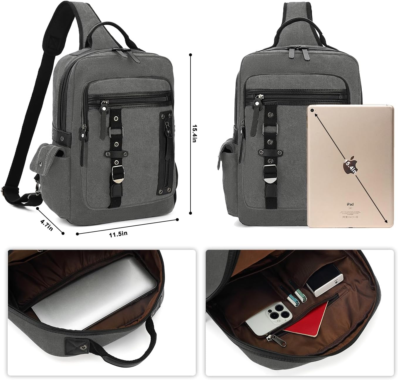 Vintage Messenger Bag, Canvas Backpack for Travel, Men's Shoulder Bag, Dual-use Bag for Hand Carry and Crossbody Carry
