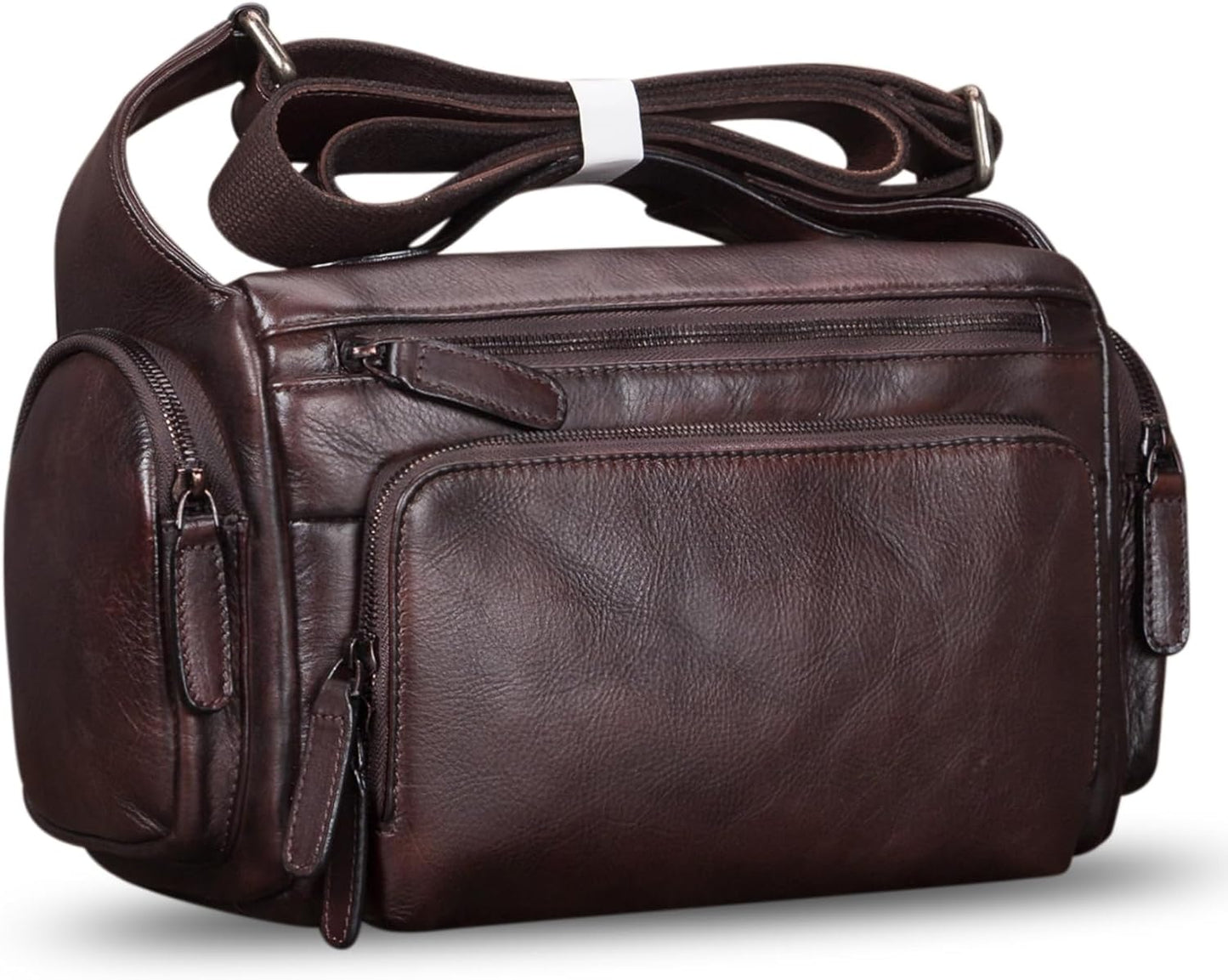 IVTG Genuine Leather Messenger Bag for Men Crossbody Shoulder Pack Satchel Casual Sling Daypack Work Business Daypack