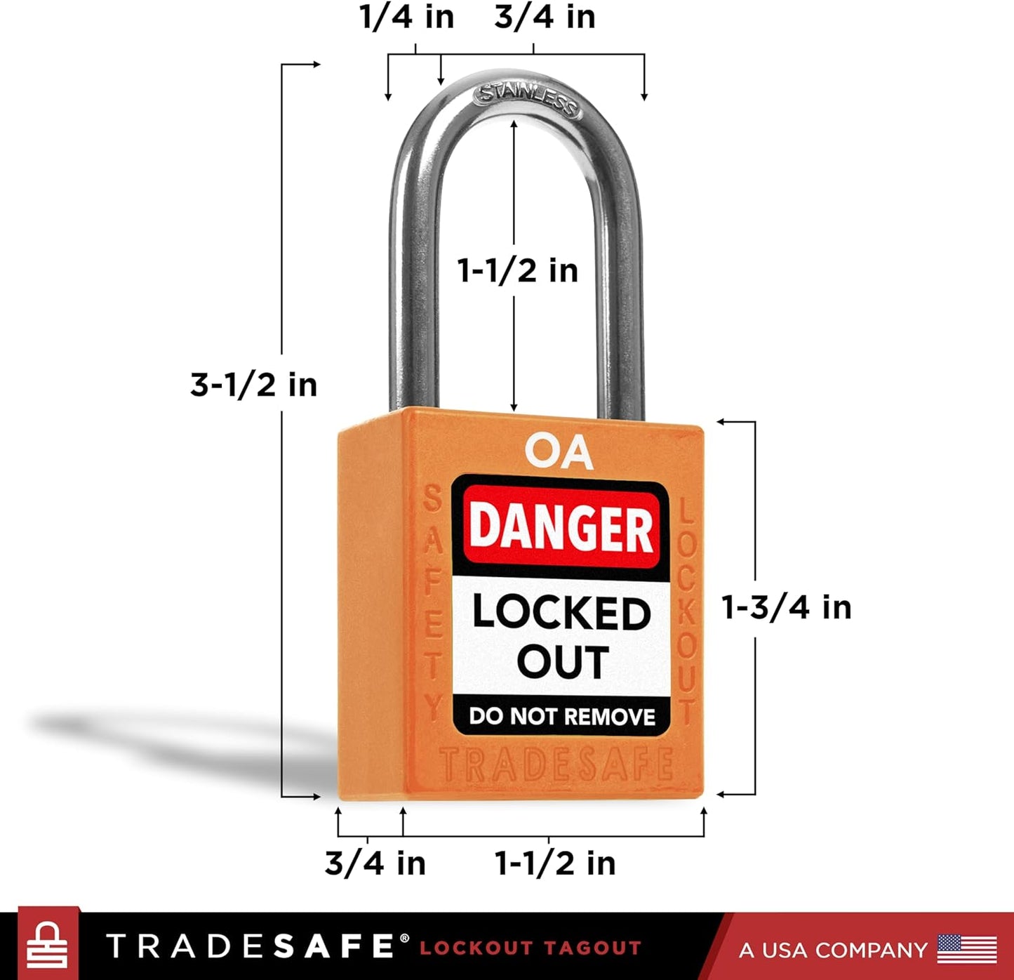 TRADESAFE Lockout Tagout Locks Set, 10 Orange Keyed Alike Unlimited Grouping Safety Padlocks, 2 Keys Per Lock, OSHA Compliant Loto Locks for Lock Out Tag Out Kits