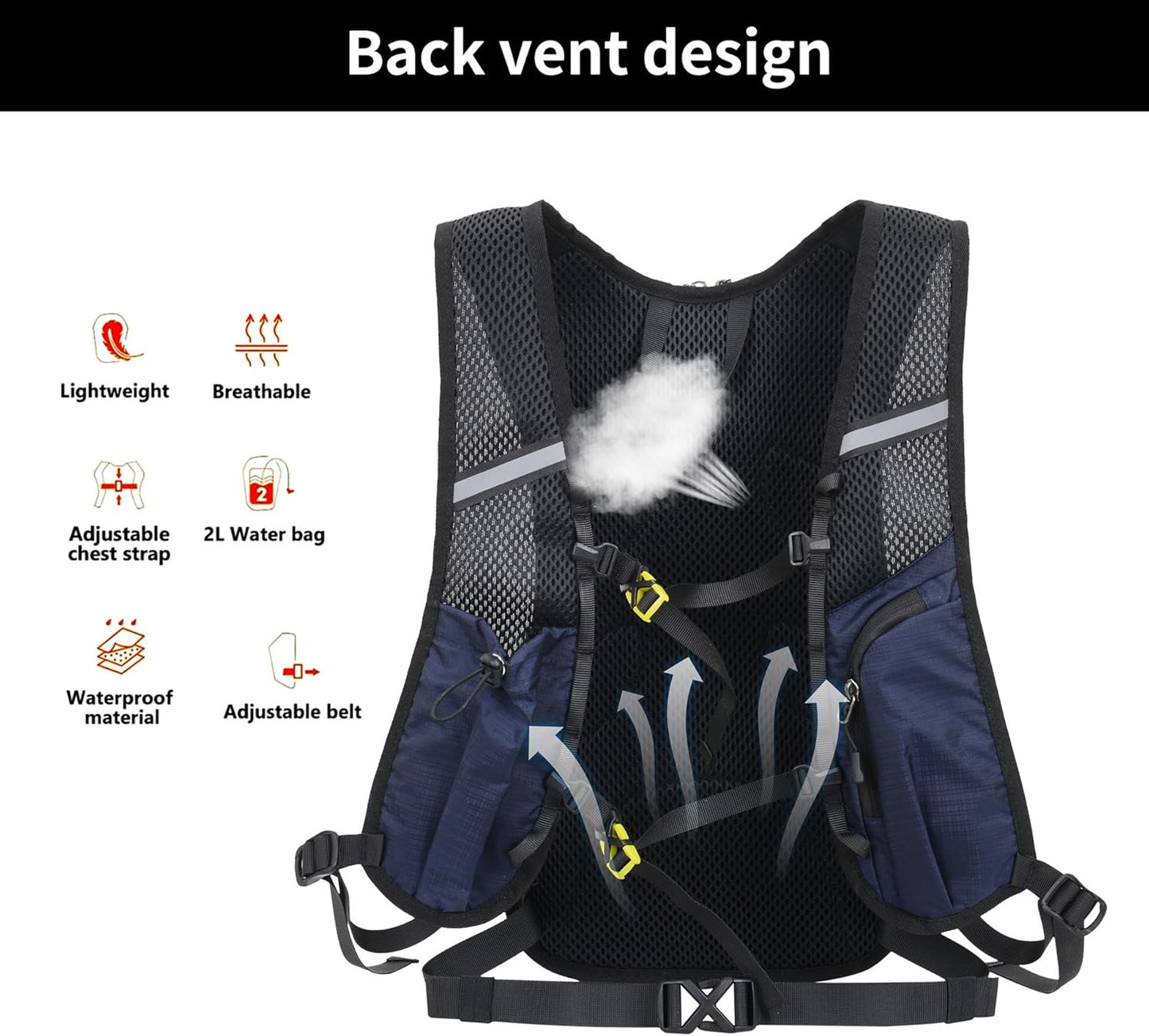 DOJUNS Hiking Backpack Lightweight Travel Backpack 20L Waterproof Hiking Daypacks Camping Backpack for Men Women (Dark Blue)