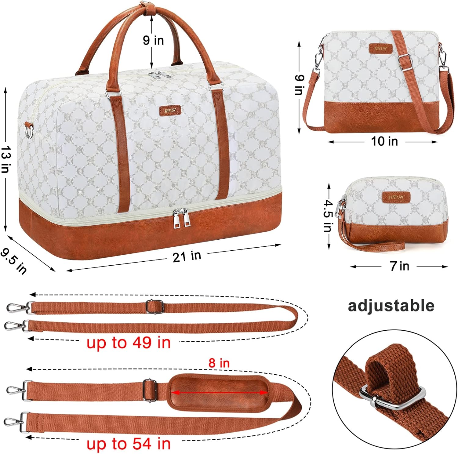 IBFUN Weekender Bags for Women, 21" Weekender Travel Bag, Travel Duffle Bag with Shoe Compartment