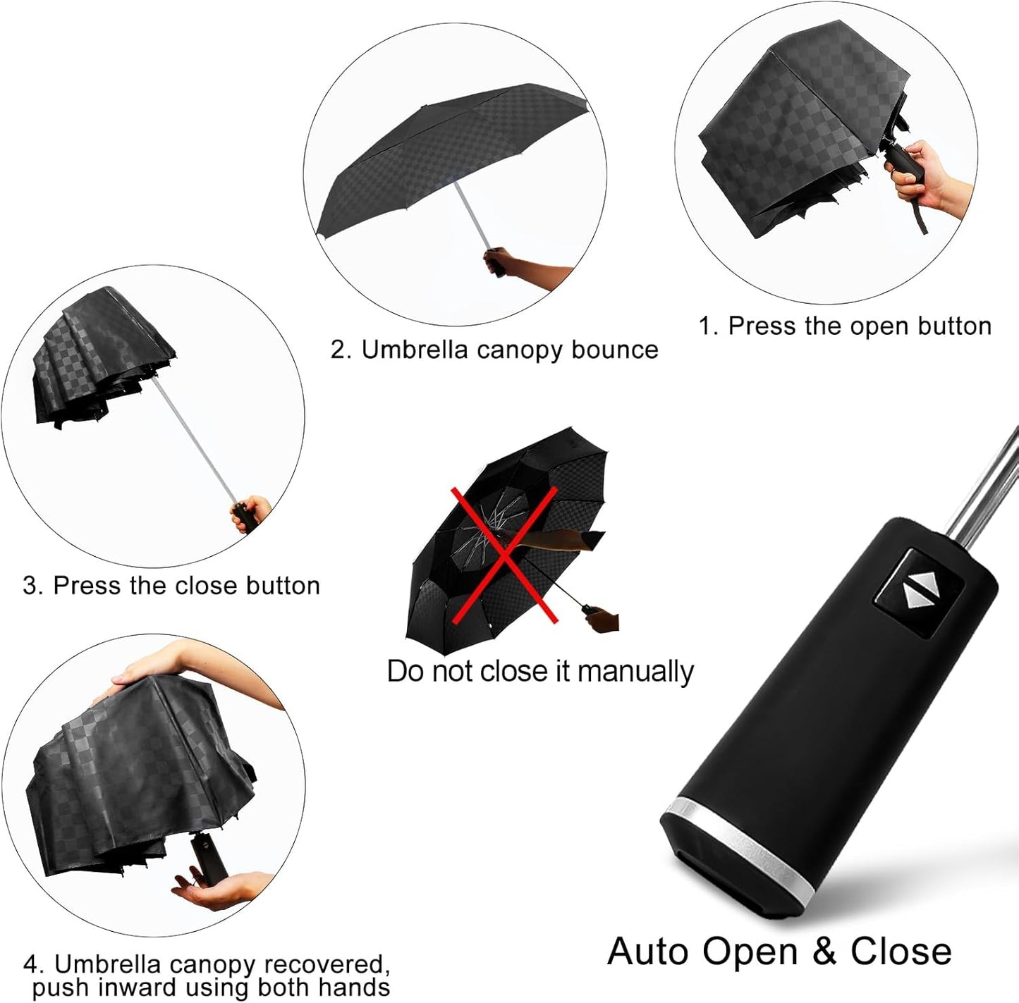 Satol 46/54/62 Inch Large Golf Umbrella, Windproof 10 Ribs Automatic Open/Close Oversize Double Canopy Vented Portable Folding Travel Umbrellas, UPF 50+ Sun & Rain Compact Umbrellas for Outdoor