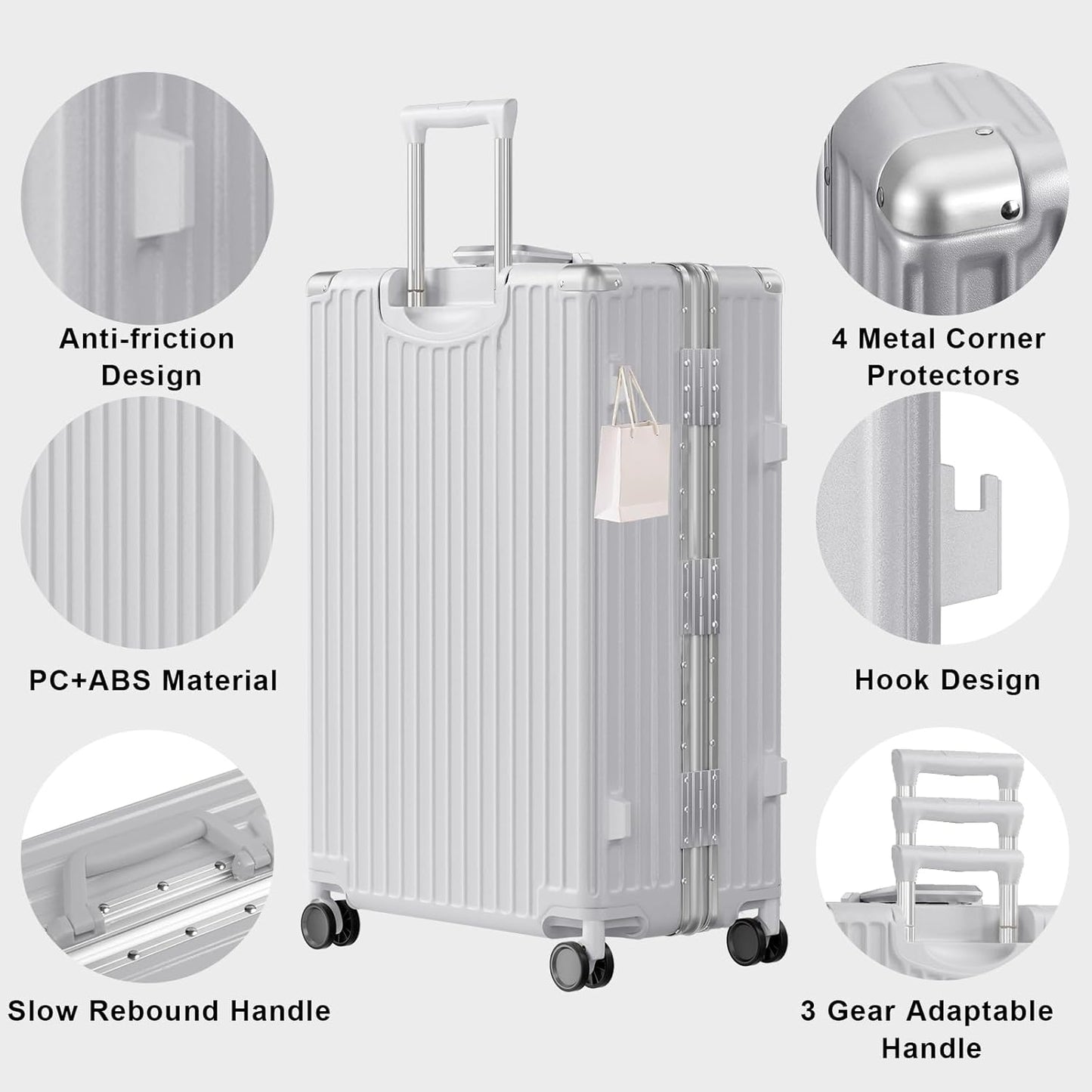 AnyZip Luggage Sets 2 Piece Aluminum Frame Carry On and Checked Suitcase PC ABS Hard Shell TSA Lock