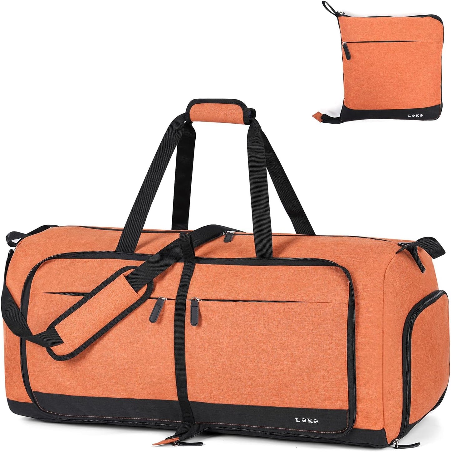 Lekesky Foldable Travel Duffel Bag for Women, 80L Large Duffle Bag with Separate Shoes Compartments